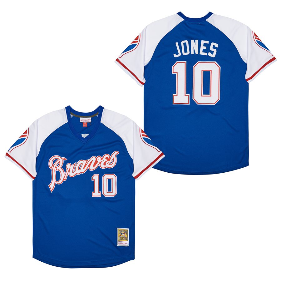 Men Atlanta Braves #10 Jones blue Game 2022 throwback MLB Jersey